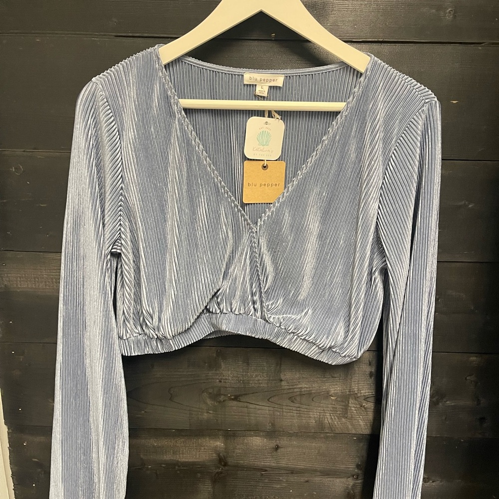 Blu Pepper Striped Blue Crop Top and long skirt